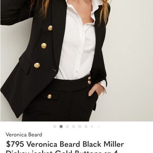 Vernonica Beard Miller Dickey Black Blazer with Gold Buttons EUC 12